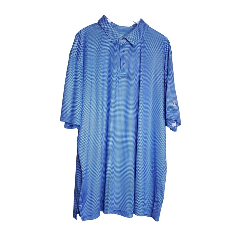 Pro Tour Coolplay Golf Polo Shirt Blue Micro-Check Short Sleeve Active‎ XL